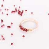 Amour - Bague multirangs fine grenat rouge or ou argent