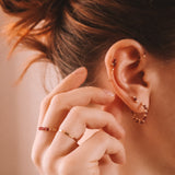 Amour - Bague multirangs fine grenat rouge or ou argent