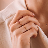 Amour - Bague multirangs fine grenat rouge or ou argent