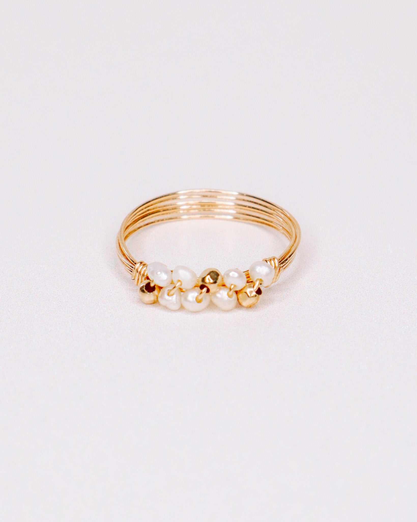 Andrea blanc - Bague multirangs perles de culture blanches or ou argent