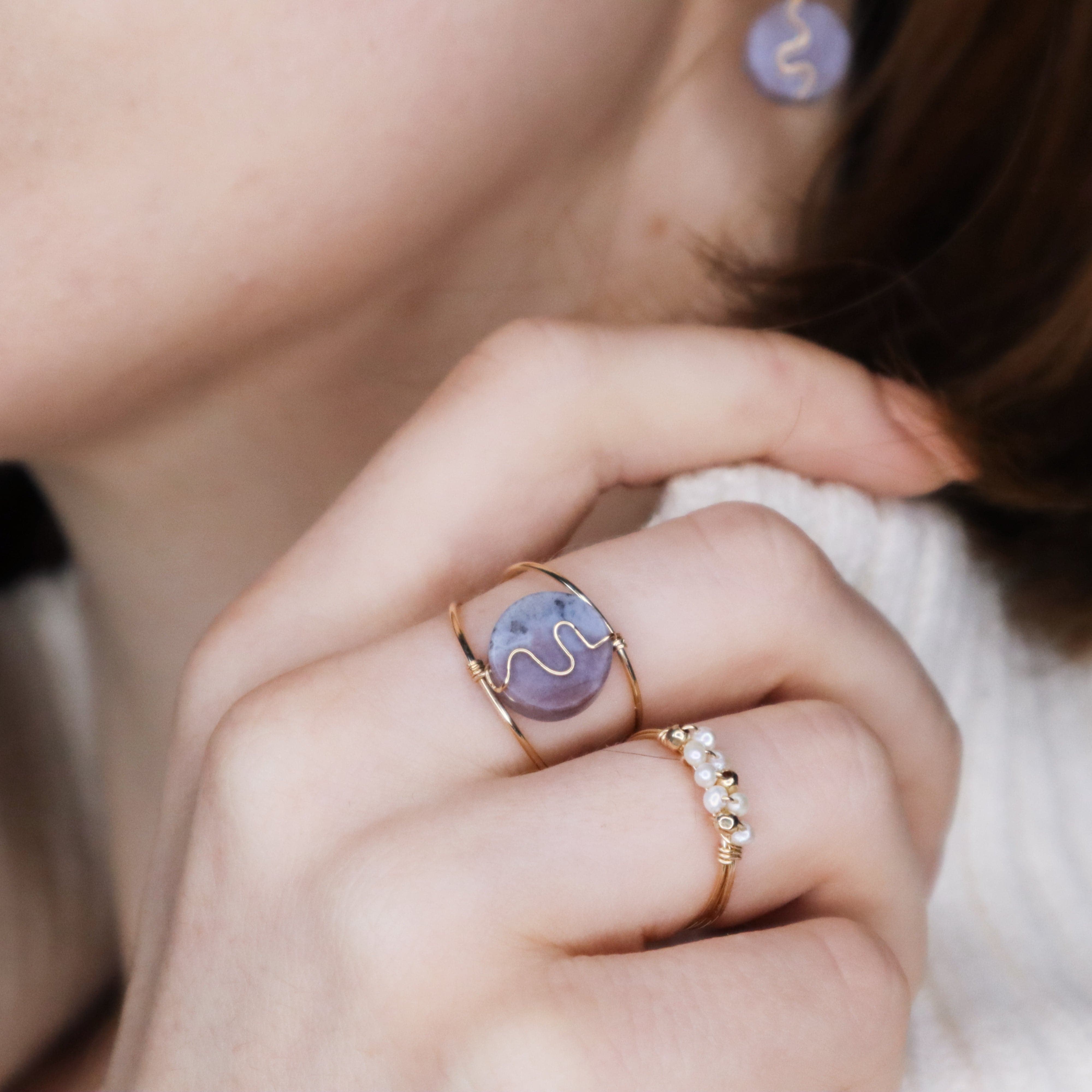 Andrea blanc - Bague multirangs perles de culture blanches or ou argent