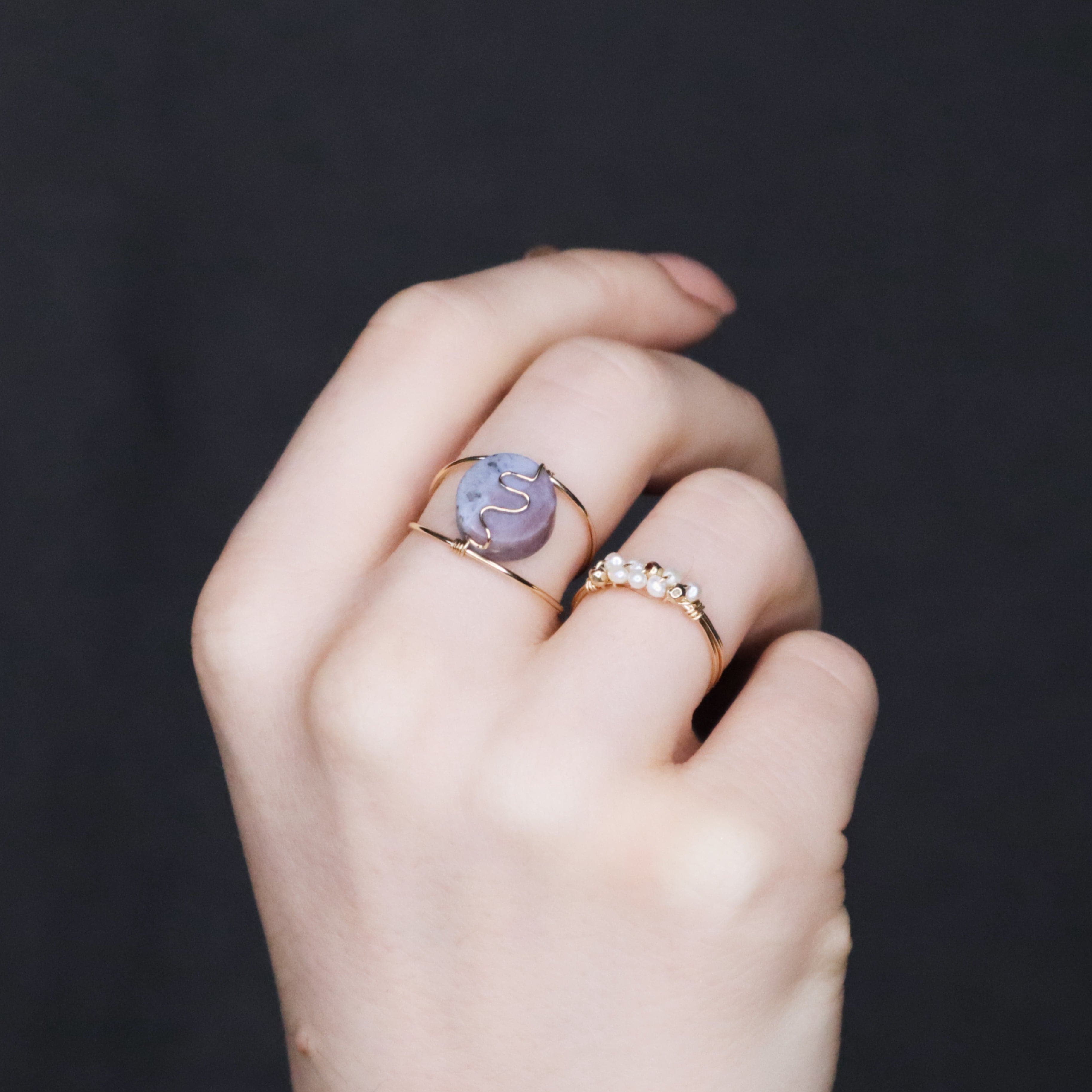 Andrea blanc - Bague multirangs perles de culture blanches or ou argent