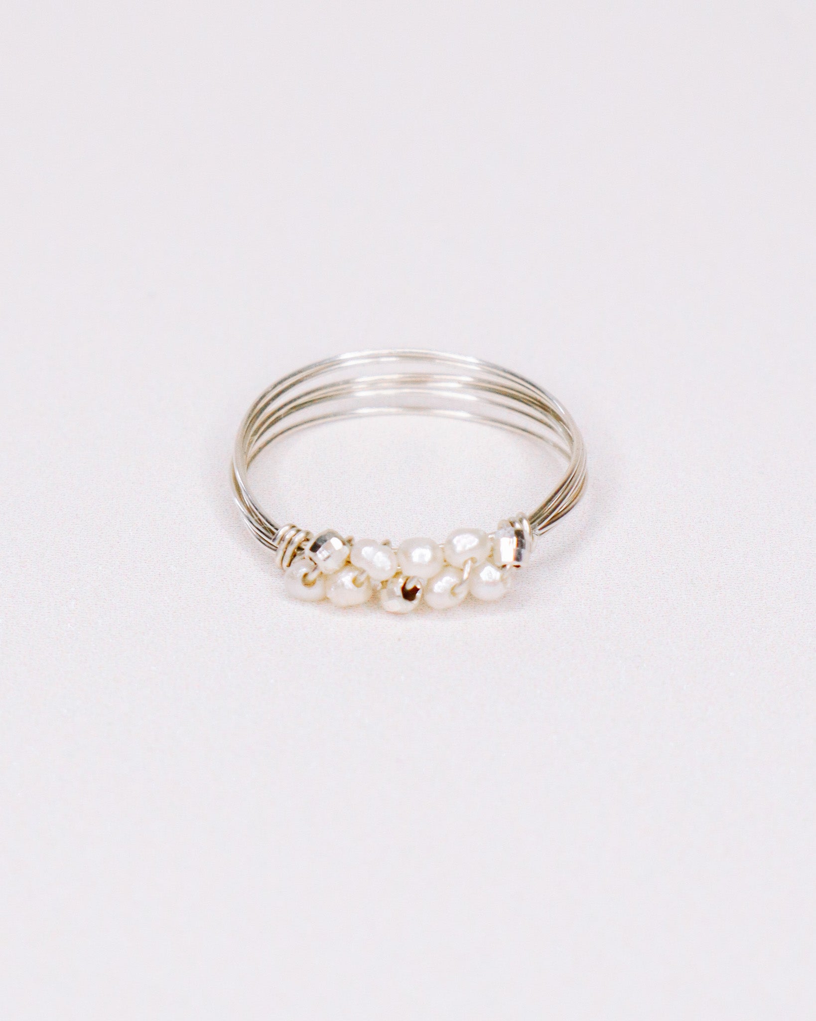 Andrea blanc - Bague multirangs perles de culture blanches or ou argent