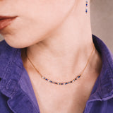 Andromede - Collier court femme pierres lapis lazuli amethyste perle de culture or argent