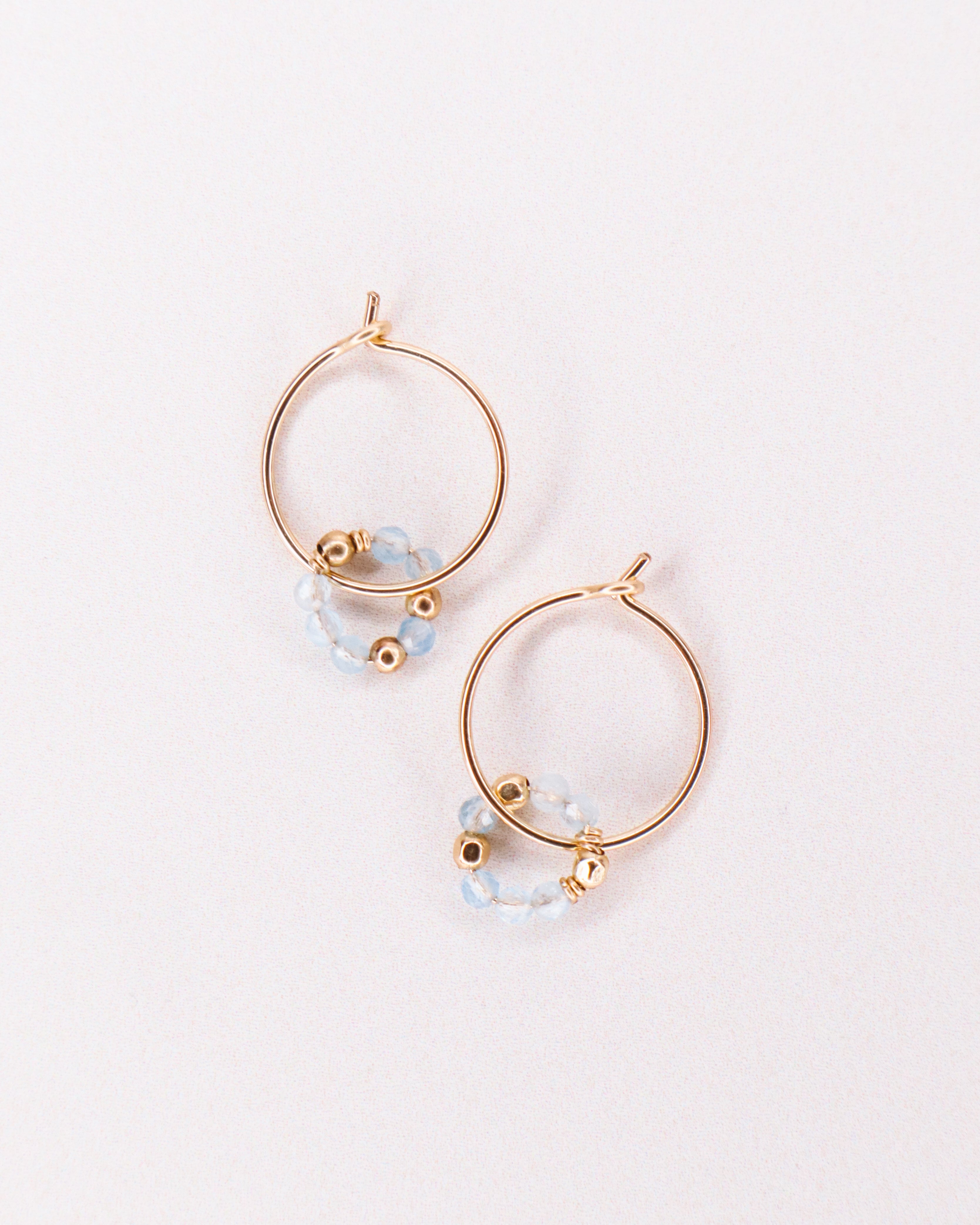 Argana - Boucles d'oreilles creoles personnalisables pierres precieuses de naissance or ou argent