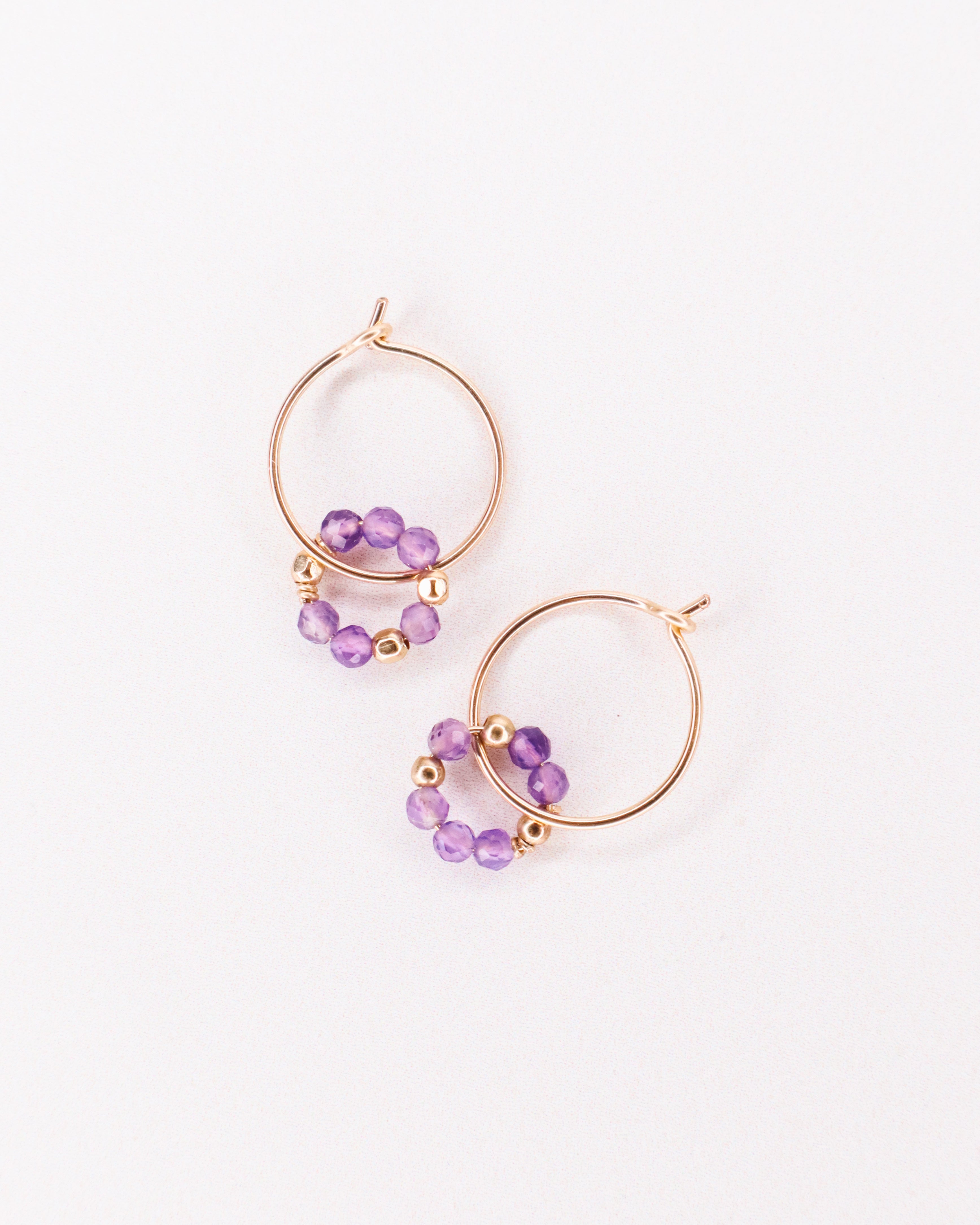 Argana - Boucles d'oreilles creoles personnalisables pierres precieuses de naissance or ou argent