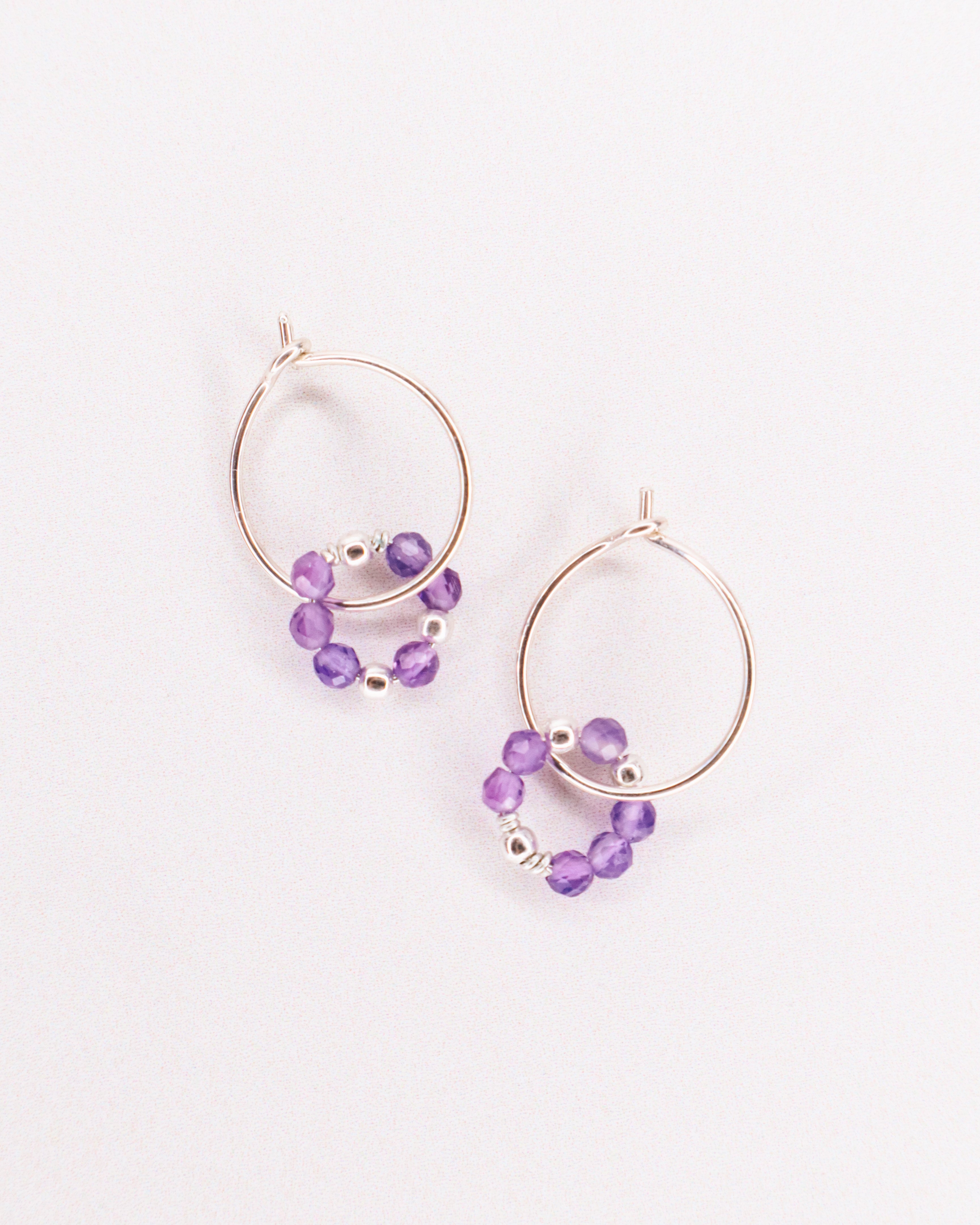 Argana - Boucles d'oreilles creoles personnalisables pierres precieuses de naissance or ou argent