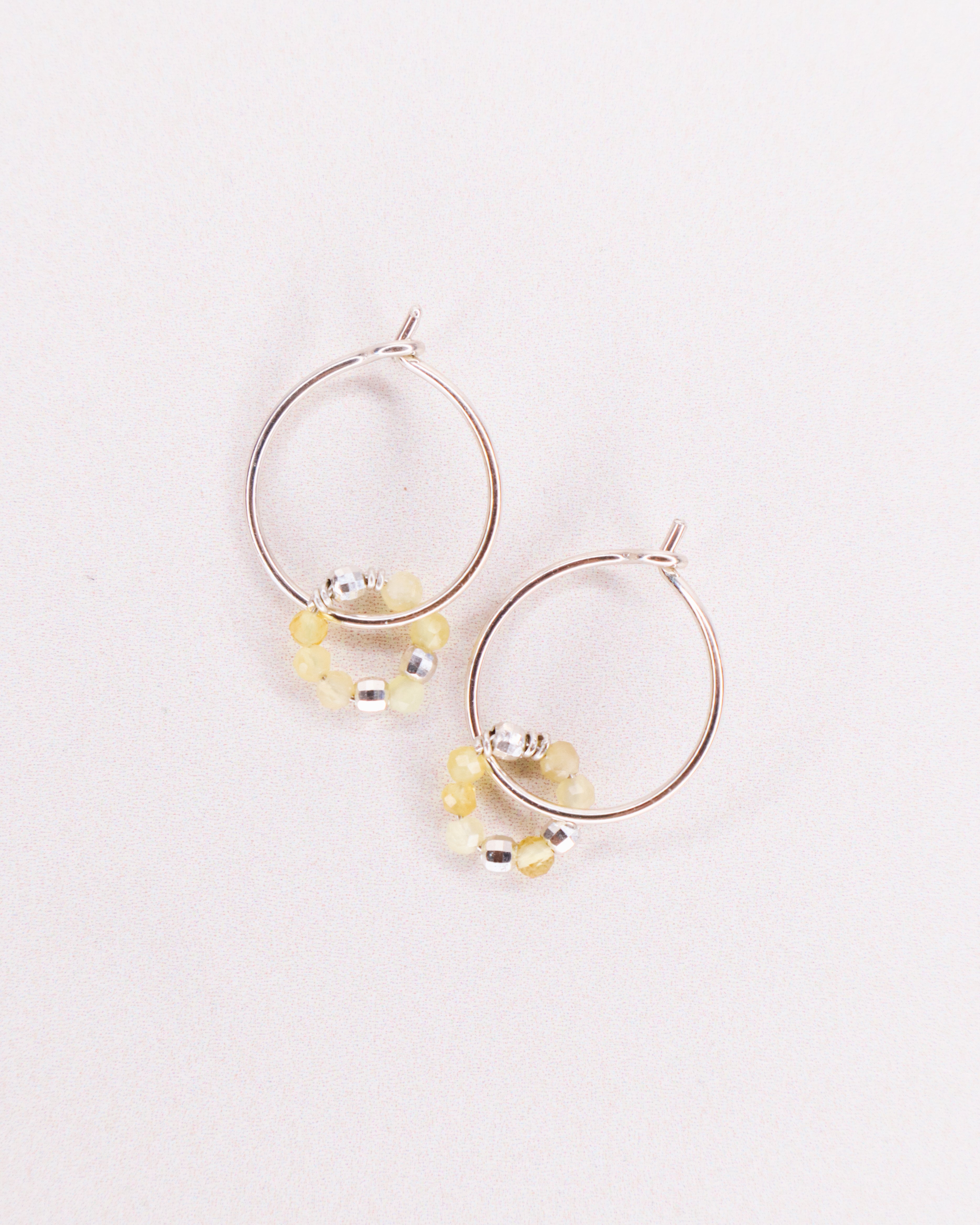 Argana - Boucles d'oreilles creoles personnalisables pierres precieuses de naissance or ou argent