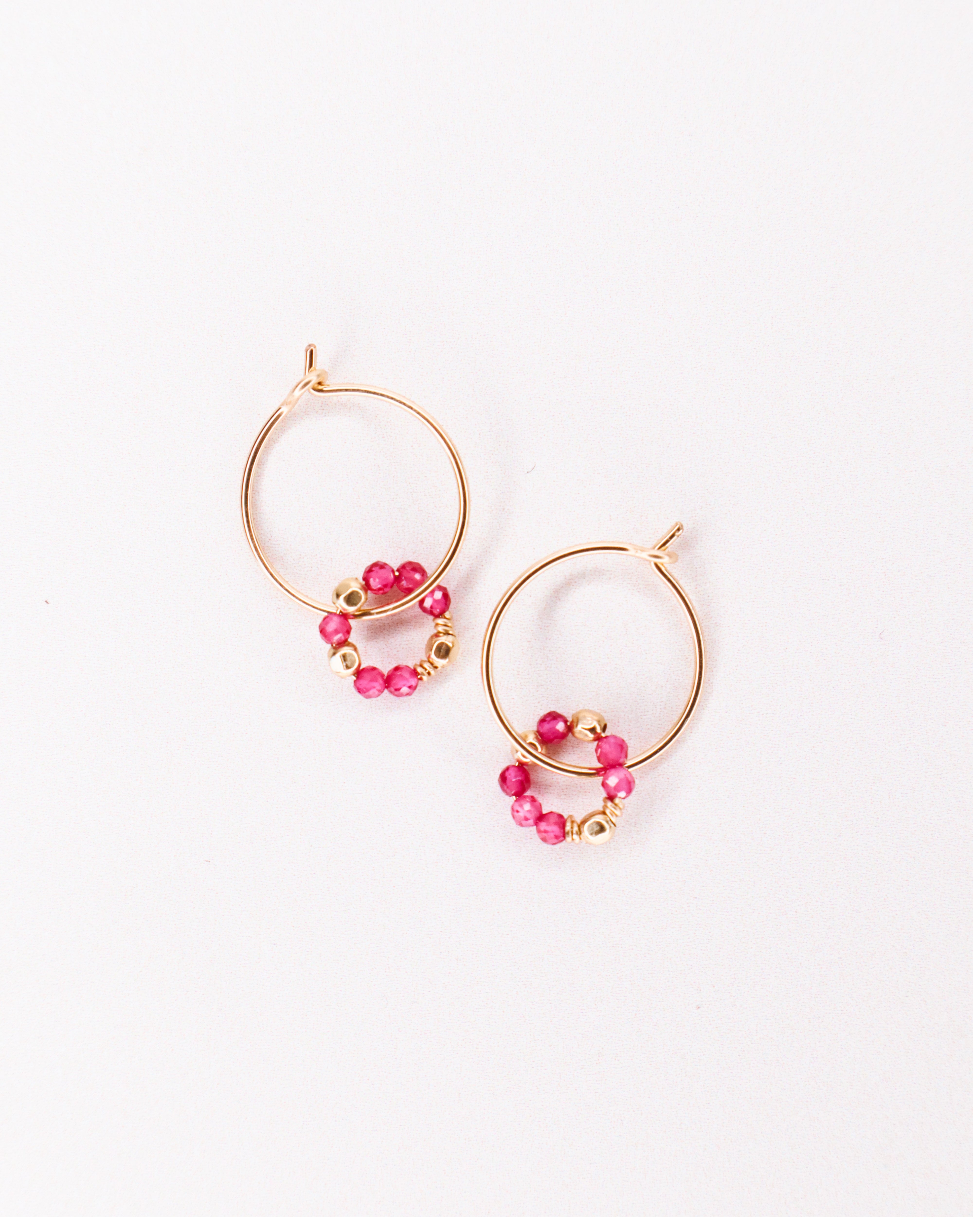 Argana - Boucles d'oreilles creoles personnalisables pierres precieuses de naissance or ou argent