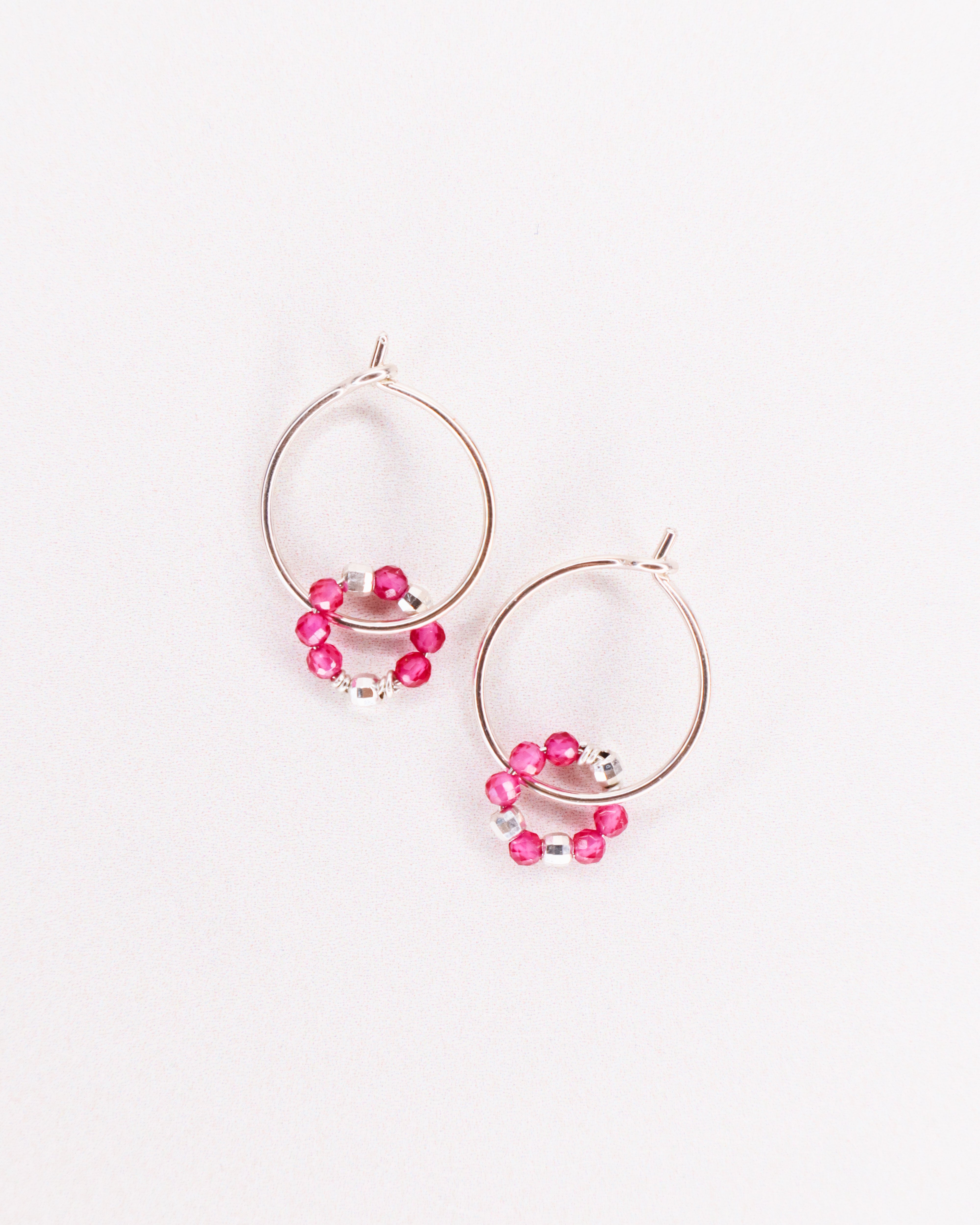 Argana - Boucles d'oreilles creoles personnalisables pierres precieuses de naissance or ou argent