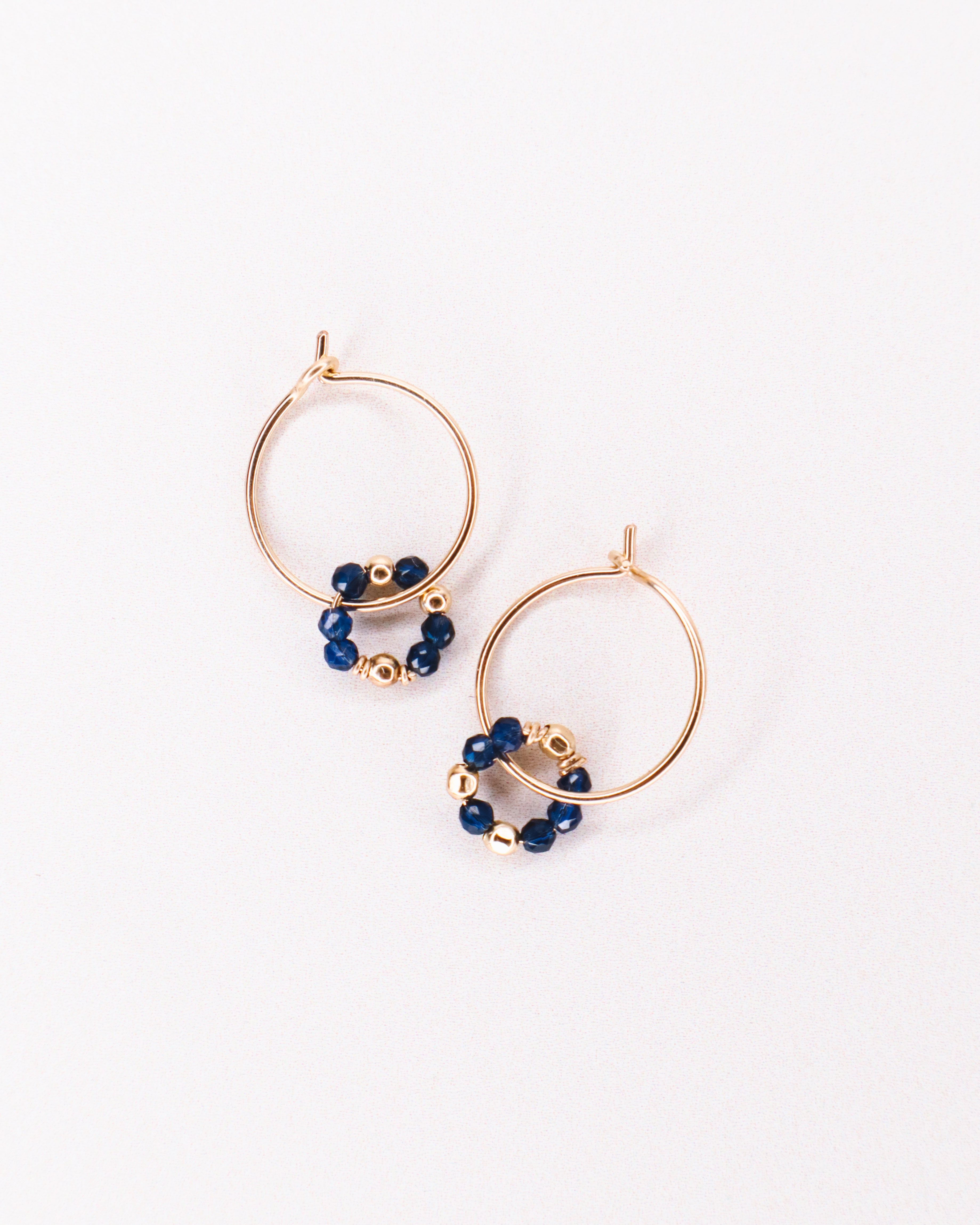 Argana - Boucles d'oreilles creoles personnalisables pierres precieuses de naissance or ou argent