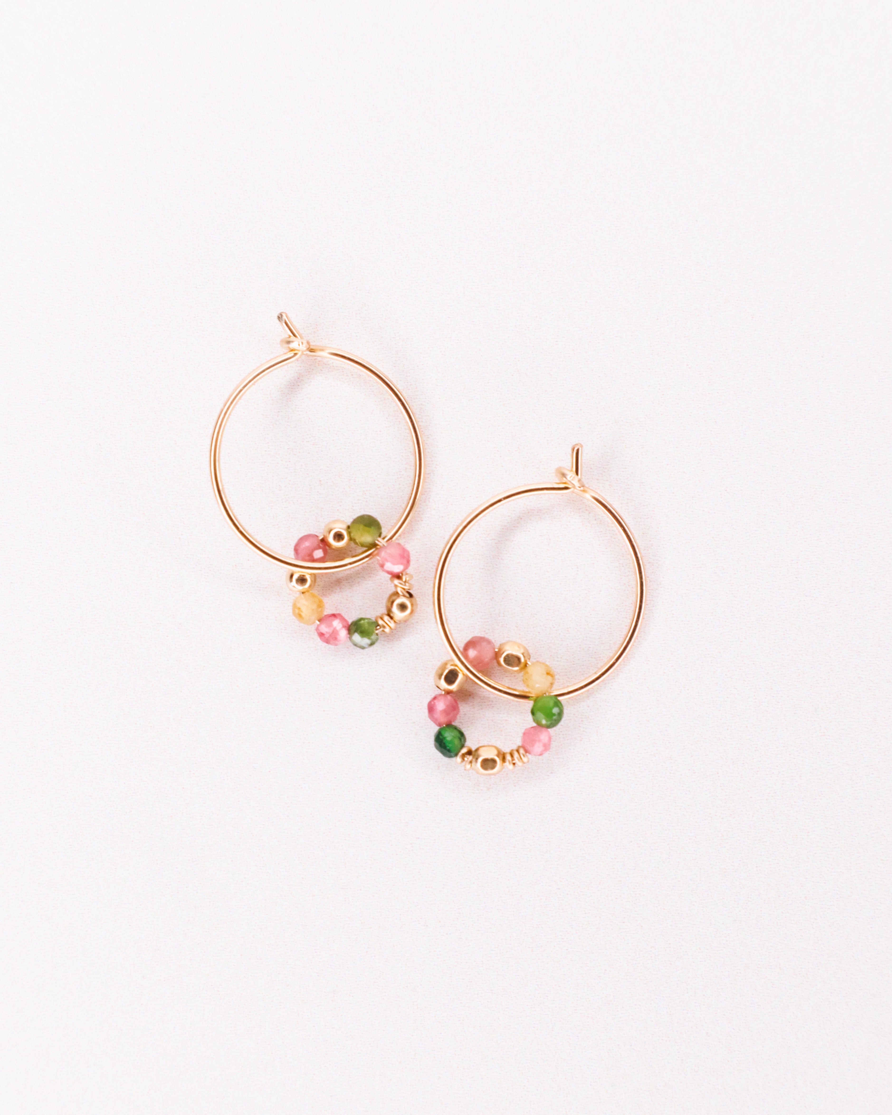 Argana - Boucles d'oreilles creoles personnalisables pierres precieuses de naissance or ou argent
