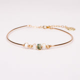 Ariane - Bracelet jonc femme nacre agate mousse or argent
