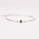 Ariane - Bracelet jonc femme nacre agate mousse or argent