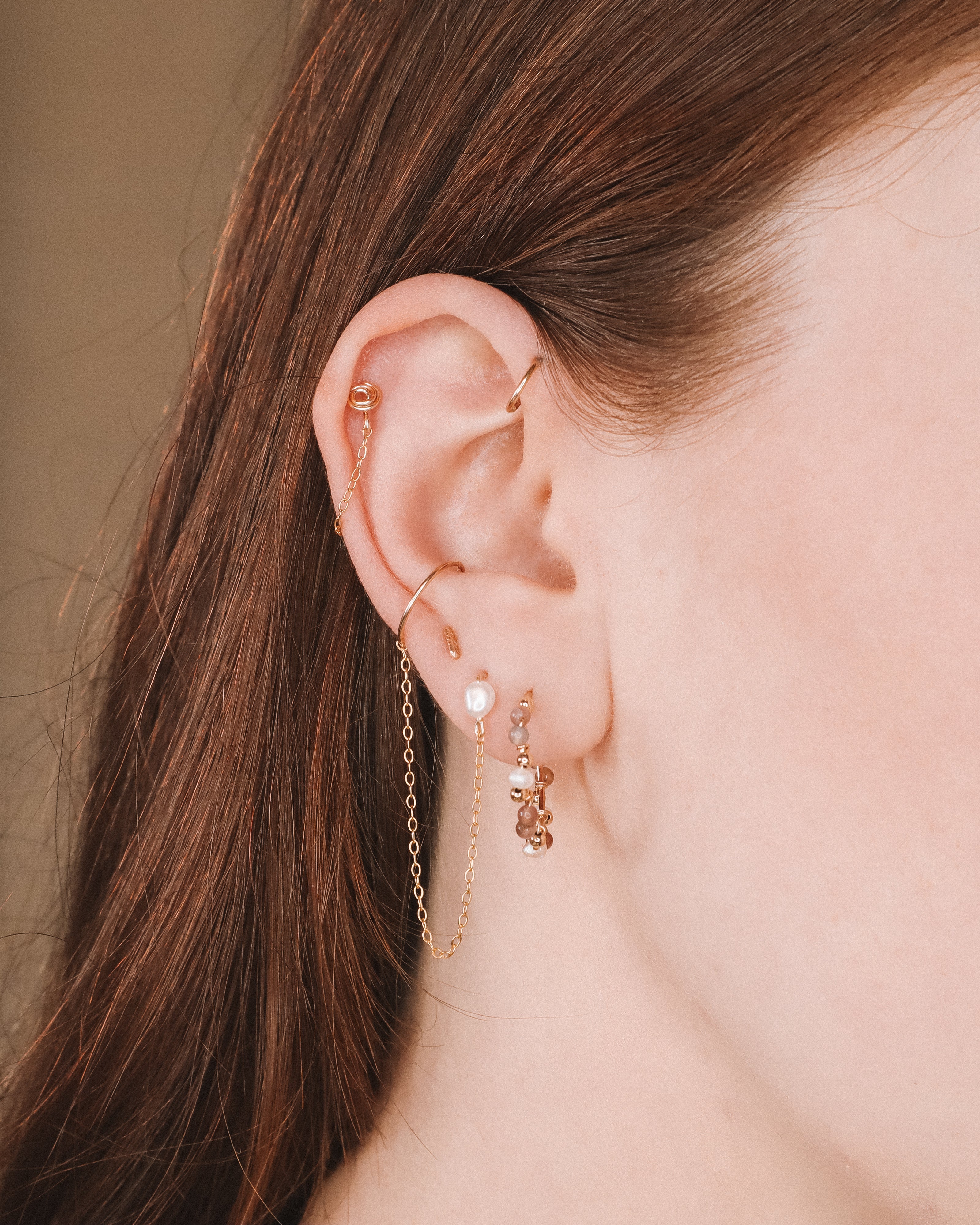 Asmara - Boucles d'oreilles creoles femme perles de culture agate or argent