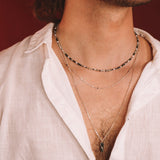 Azeris - Collier pendentif homme pierre agate mousse verte or ou argent
