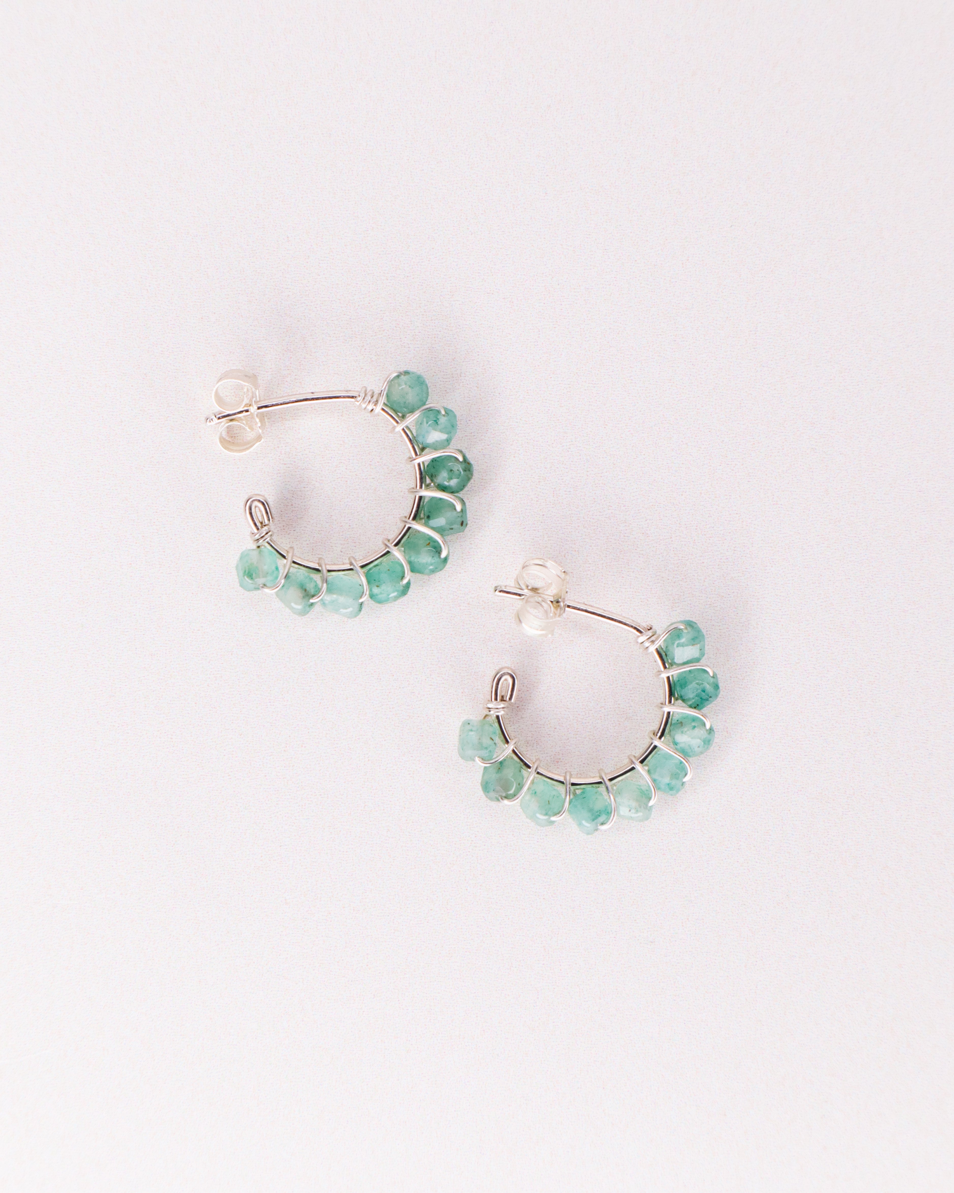 Beaume vert - Boucles d'oreilles creoles aventurine verte or ou argent