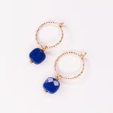 Bulle - Boucles d'oreilles creoles diamantees pampilles lapis lazuli bleu or ou argent