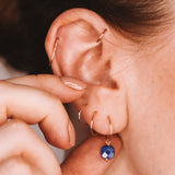 Bulle - Boucles d'oreilles creoles diamantees pampilles lapis lazuli bleu or ou argent