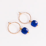 Bulle - Boucles d'oreilles creoles diamantees pampilles lapis lazuli bleu or ou argent