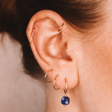 Bulle - Boucles d'oreilles creoles diamantees pampilles lapis lazuli bleu or ou argent