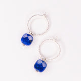 Bulle - Boucles d'oreilles creoles diamantees pampilles lapis lazuli bleu or ou argent