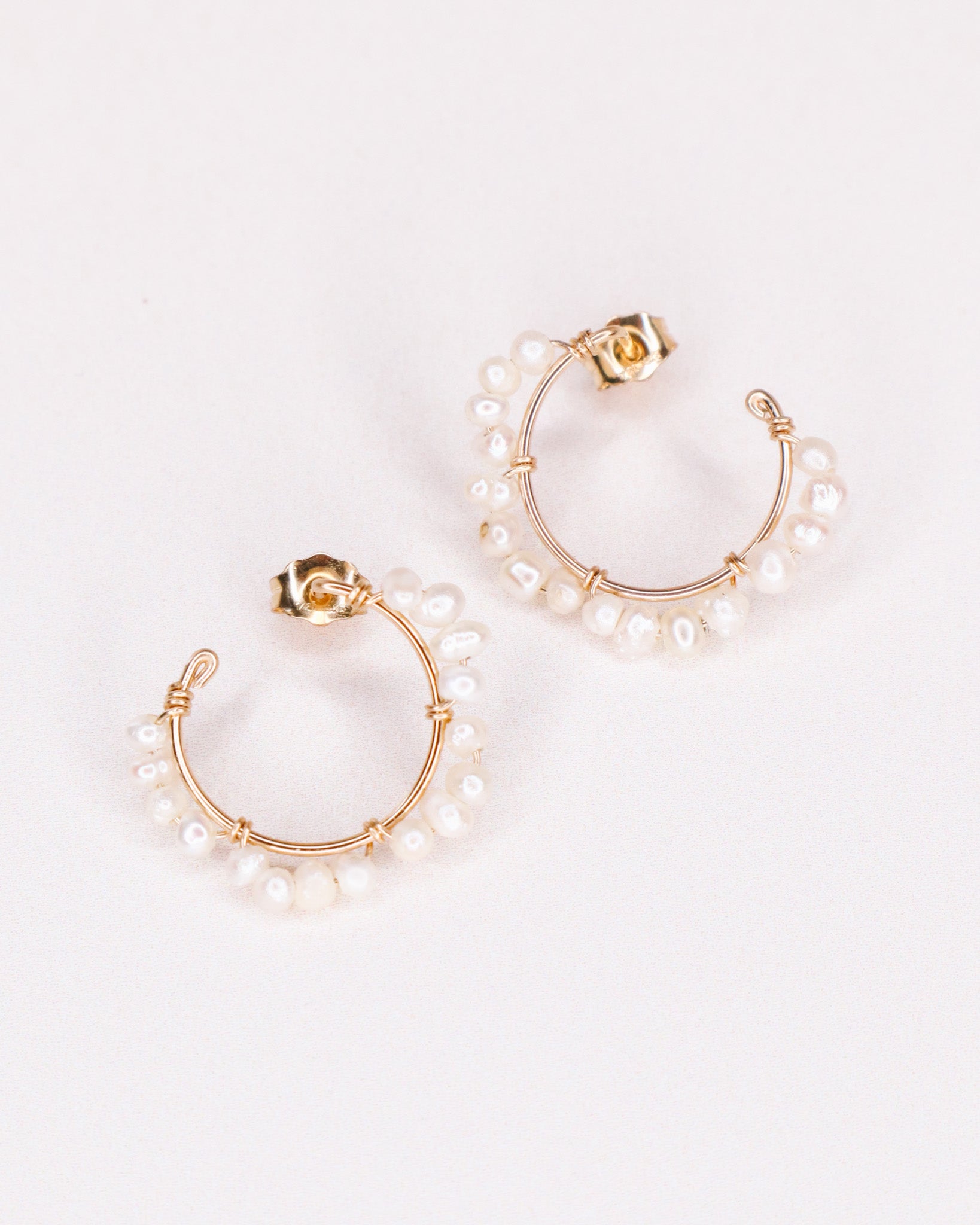 Capraia - Boucles d'oreilles puces illusion creoles perles de culture or argent