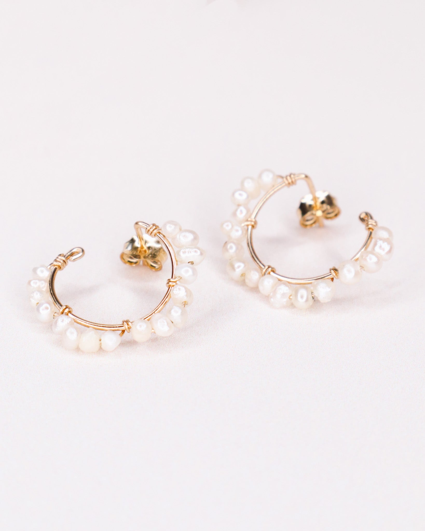 Capraia - Boucles d'oreilles puces illusion creoles perles de culture or argent