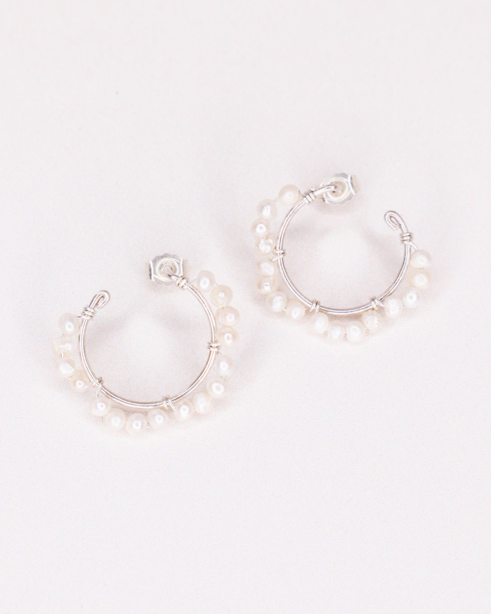 Capraia - Boucles d'oreilles puces illusion creoles perles de culture or argent