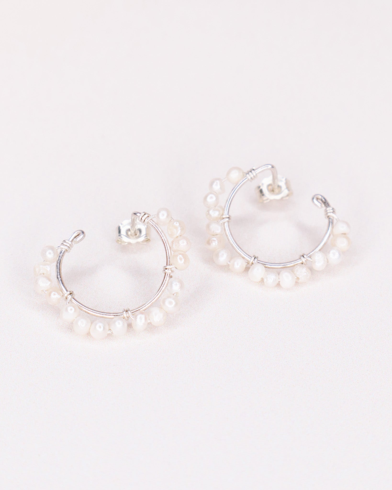Capraia - Boucles d'oreilles puces illusion creoles perles de culture or argent