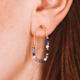 Cassiopee - Boucles d'oreilles puces femme lapis lazuli, amethyste, perle, or argent