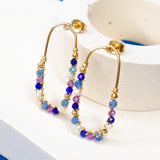 Cassiopee - Boucles d'oreilles puces femme lapis lazuli, amethyste, perle, or argent