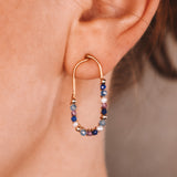 Cassiopee - Boucles d'oreilles puces femme lapis lazuli, amethyste, perle, or argent