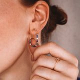 Cassiopee - Boucles d'oreilles puces femme lapis lazuli, amethyste, perle, or argent