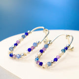 Cassiopee - Boucles d'oreilles puces femme lapis lazuli, amethyste, perle, or argent