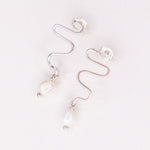 Delphes - Boucles d'oreilles pendantes serpent perle de culture or argent