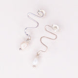 Delphes - Boucles d'oreilles pendantes serpent perle de culture or argent