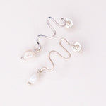 Delphes - Boucles d'oreilles pendantes serpent perle de culture or argent