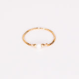 Elle blanc - Bague chainette perle de culture blanche or ou argent
