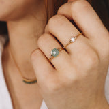 Elle blanc - Bague chainette perle de culture blanche or ou argent