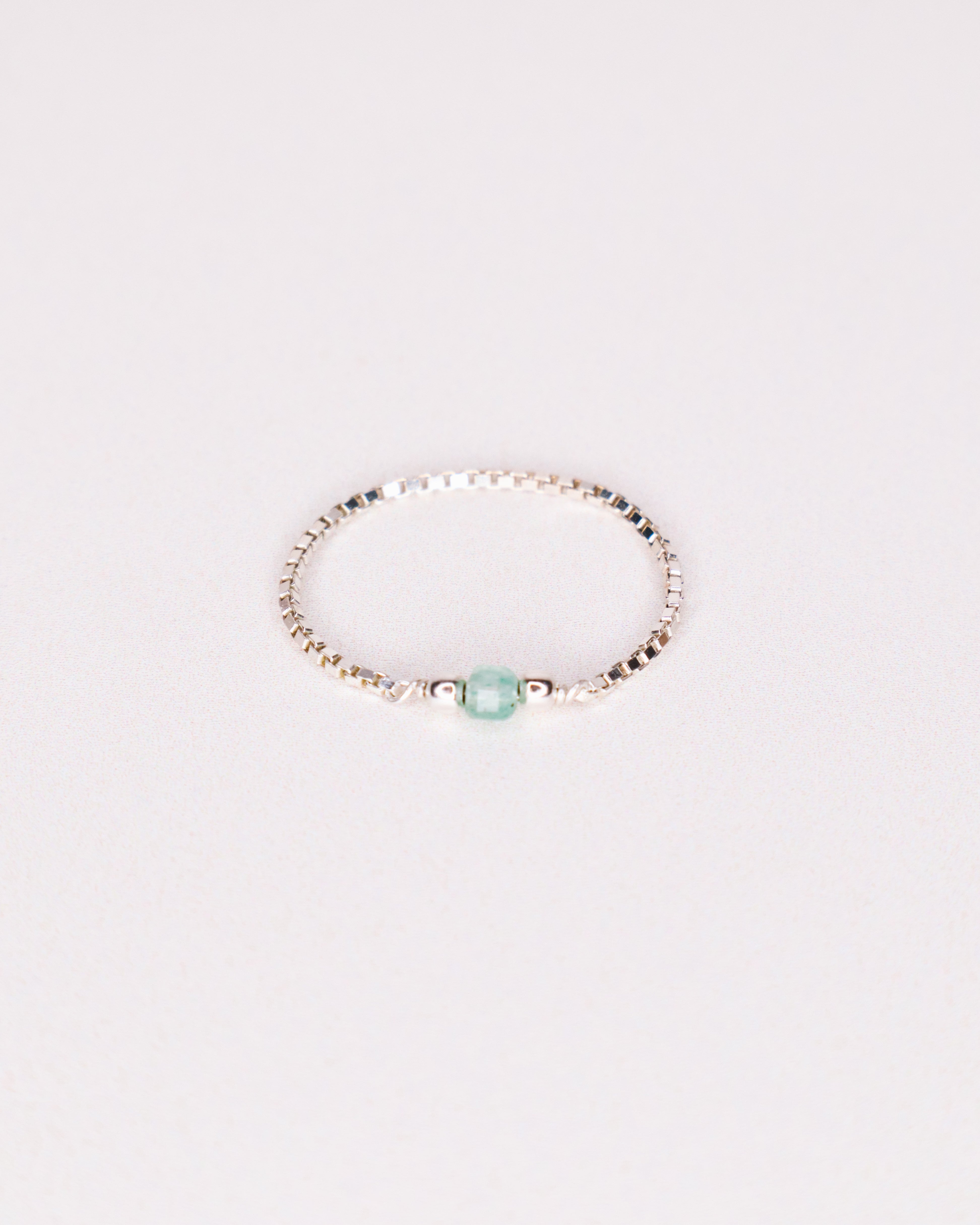 Elle vert - Bague chainette aventurine verte or ou argent