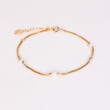 Eure blanc - Bracelet chaine maille venitienne femme perle de culture or argent