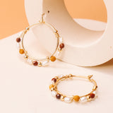 Giudecca - Boucles d'oreilles créoles femme perles de culture et jaspe or ou argent