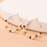 Giudecca - Boucles d'oreilles creoles femme perles de culture et jaspe or ou argent