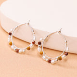 Giudecca - Boucles d'oreilles creoles femme perles de culture et jaspe or ou argent