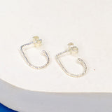 Helix - Boucles d'oreilles puces demi rondes diamantees or ou argent