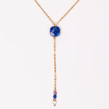 Iris - collier femme pendant cravate or ou argent et lapis lazuli