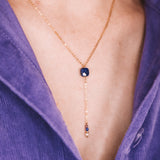 Iris - collier femme pendant cravate or ou argent et lapis lazuli
