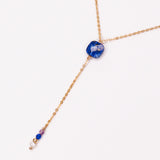 Iris - collier femme pendant cravate or ou argent et lapis lazuli
