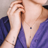 Iris - collier femme pendant cravate or ou argent et lapis lazuli